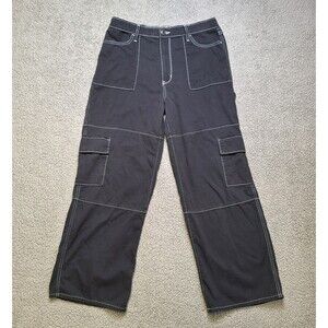 SO Brand Women's 32x28 Black Wide Leg High Rise Cargo Pants Street Wear Hip Hop
